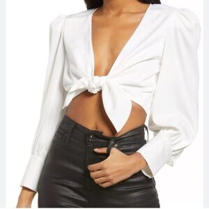NWT Revolve Wayf White Tie Front Blouse